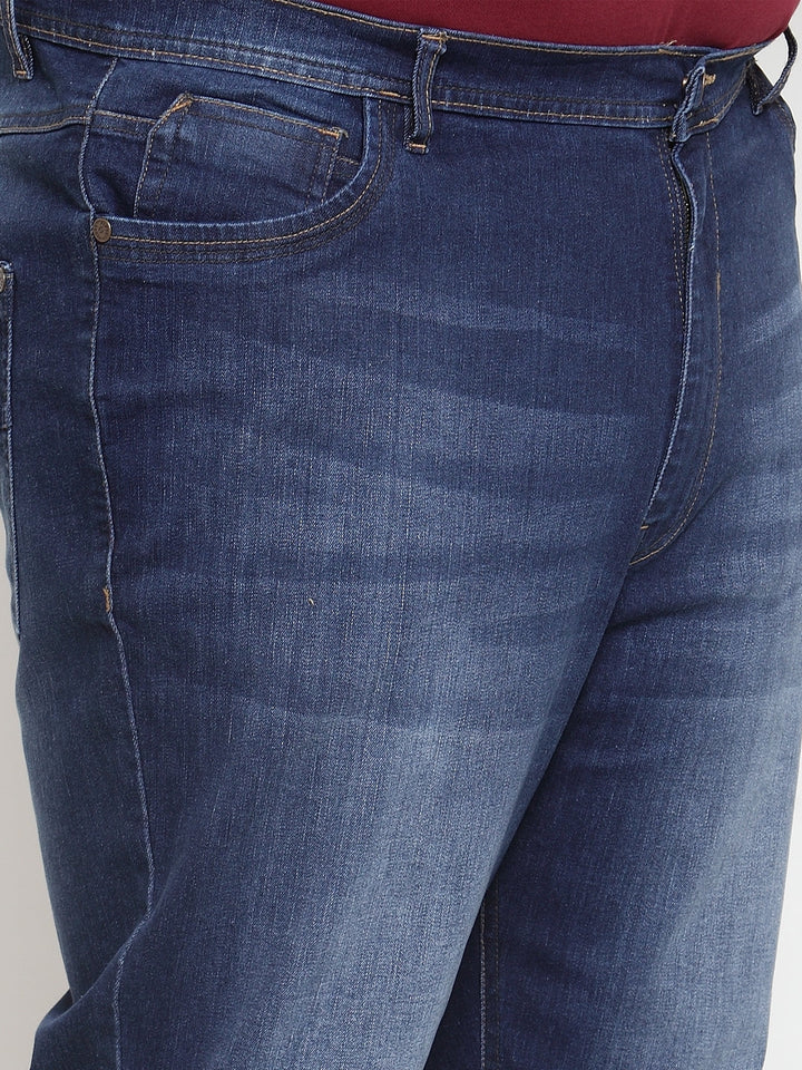 Plus Size Men Blue Regular Fit Mid-Rise Clean Look Jeans
