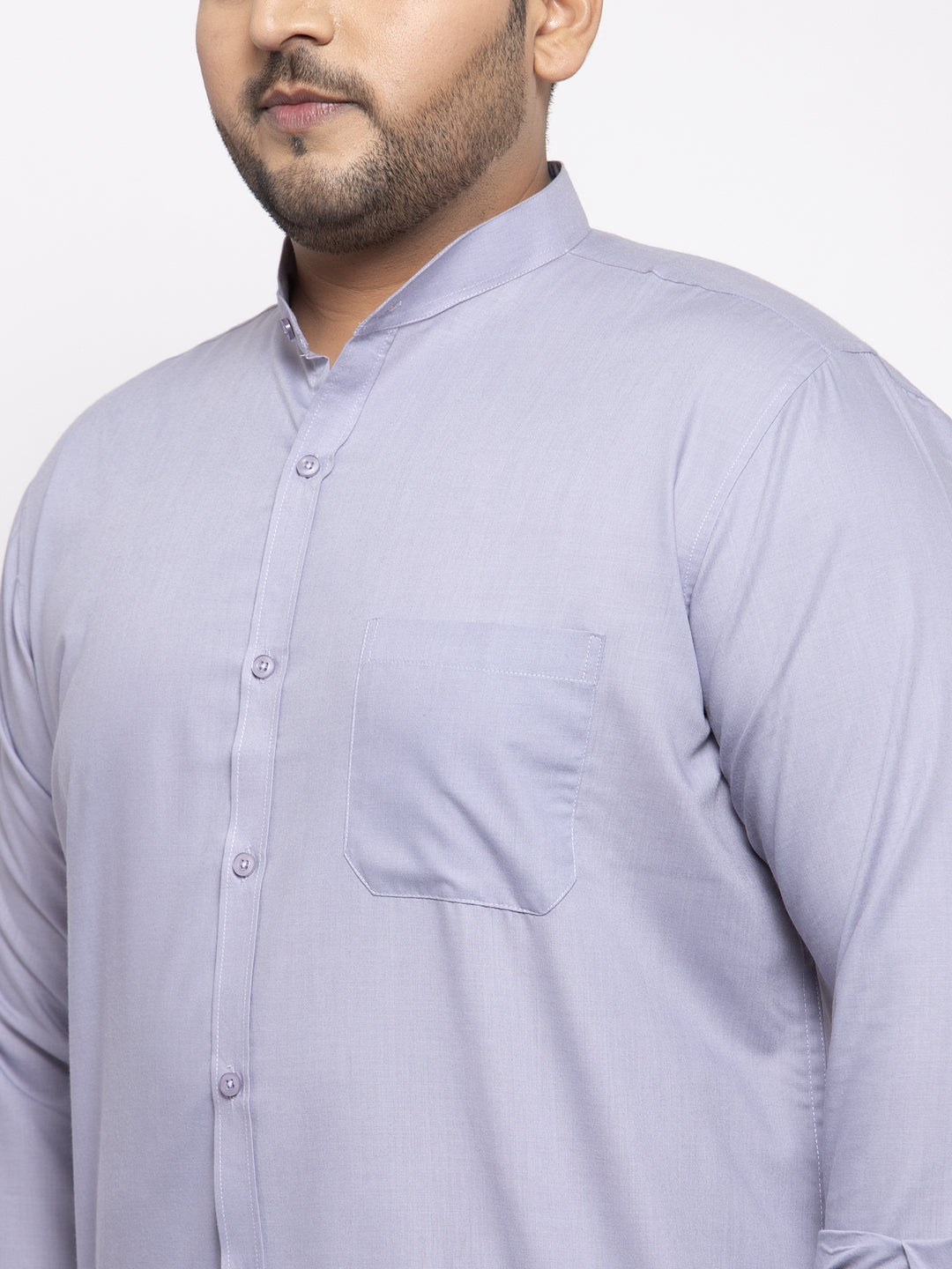 Plus Size Men Purple Casual Cotton Shirt