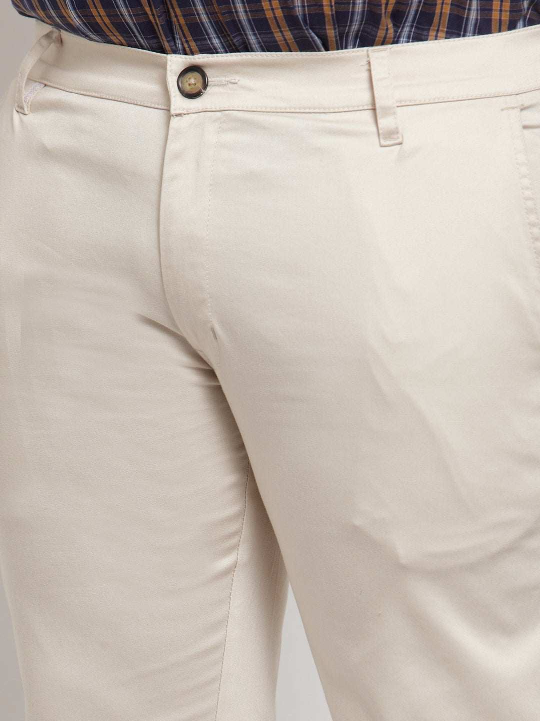 Plus Size  Men Beige Chinos Trousers