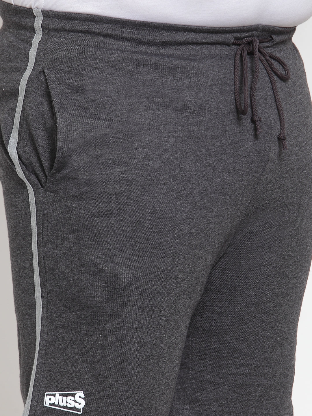 Plus Size Men Grey Solid Regular Fit Sports Shorts