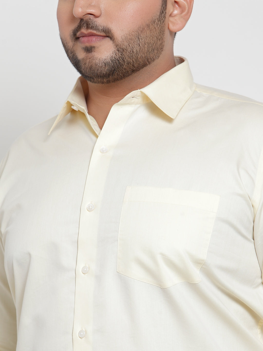 Plus Size Men Cream-Coloured Comfort Regular Fit Solid Formal Shirt