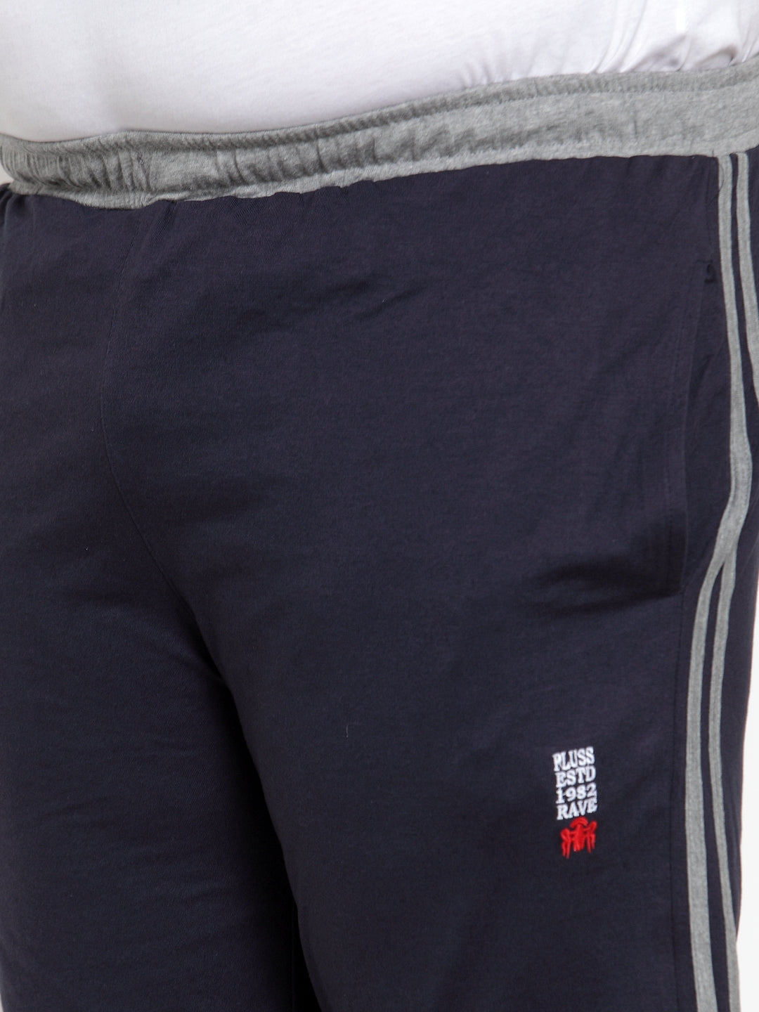 Plus Size Men Navy Regular Fit Tack Pants