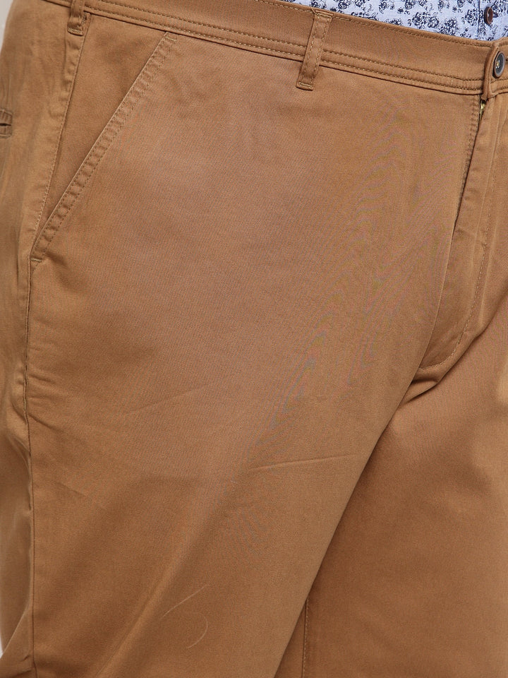 Plus Size Khaki Men's cotton Trouser with back cut pocket