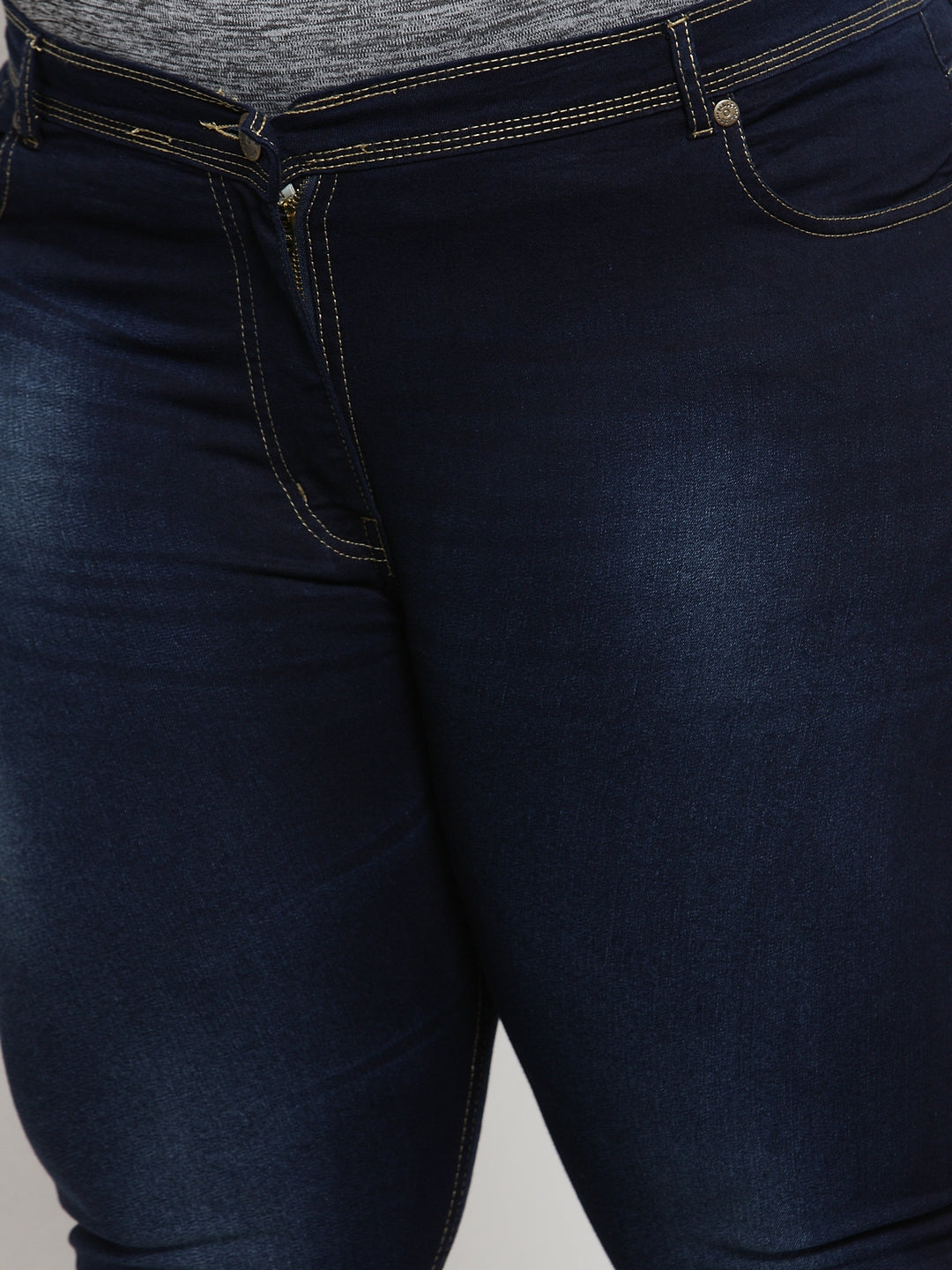 Plus Size Women Navy Blue Slim Fit Jeans
