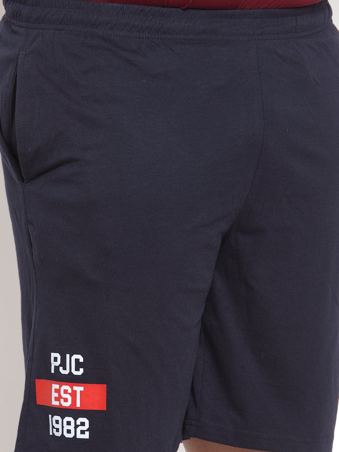 Plus Size Men Navy Blue Solid Slim Fit Regular Shorts