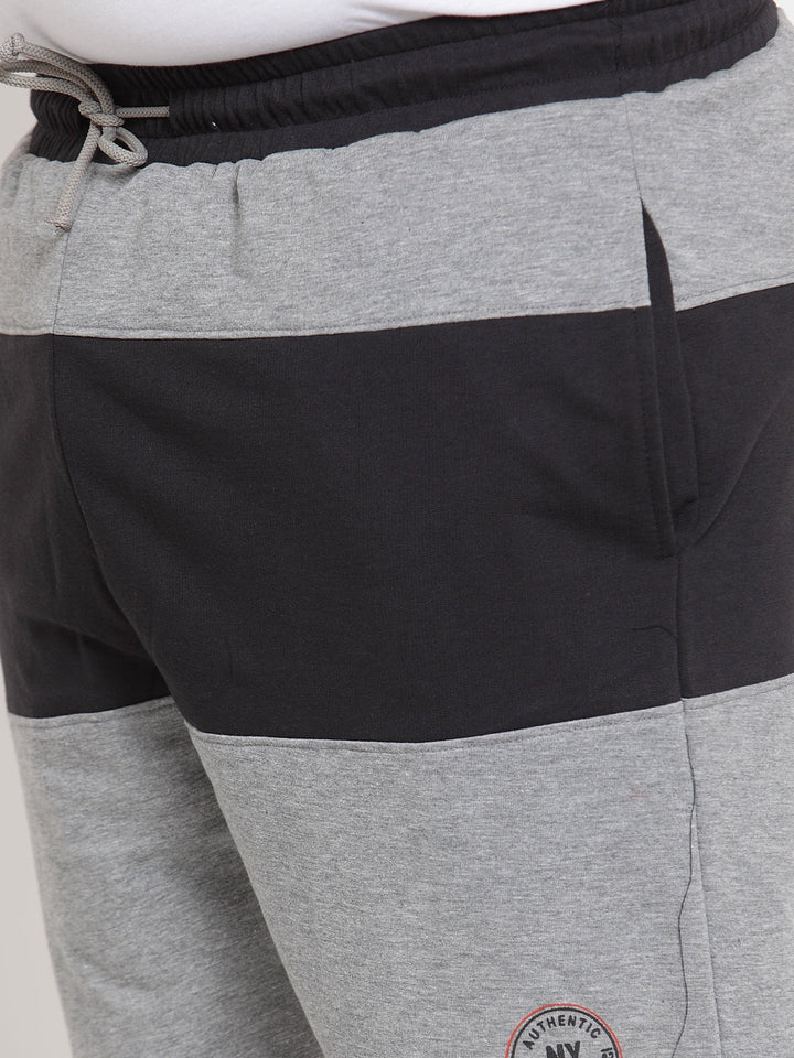 Plus Size Men Black& Grey Mid-Rise Colourblocked Regular Shorts