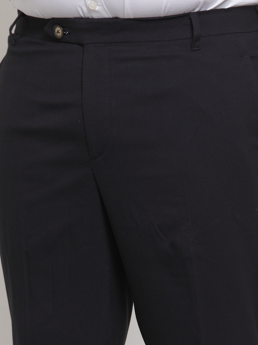 Plus Size Men Navy Blue Regular Fit Solid Formal Trousers