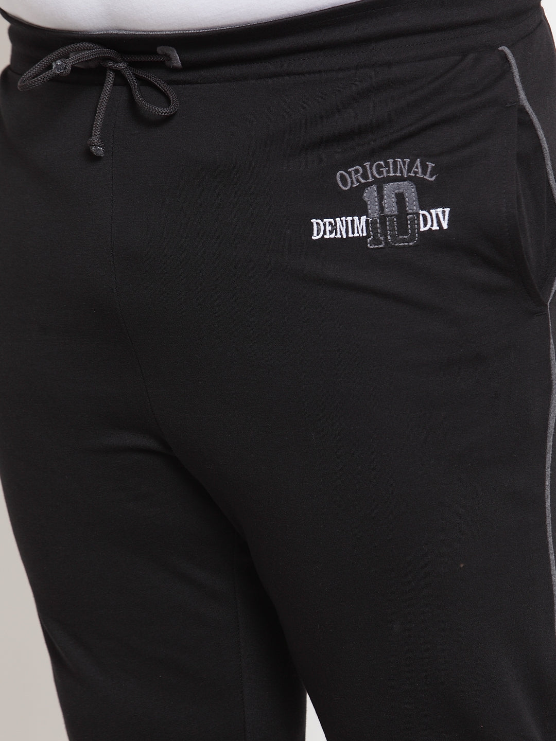 Plus Size Men Black Solid Straight-Fit Trackpant