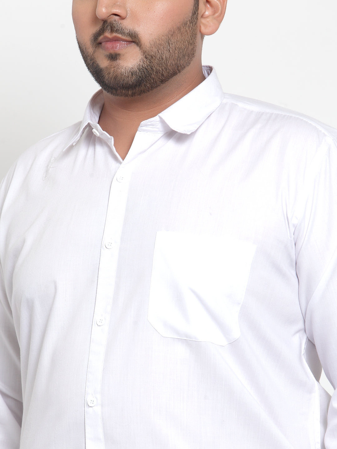 Plus Size Men White Classic Regular Fit Solid Formal Shirt