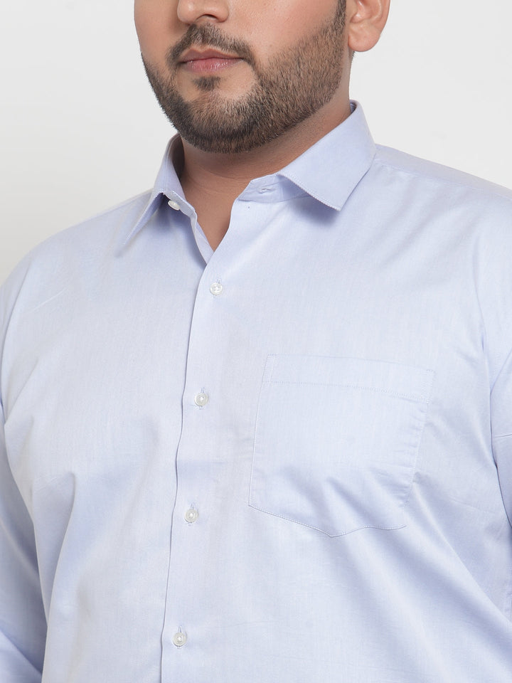 Plus Size Men Blue Formal Shirt