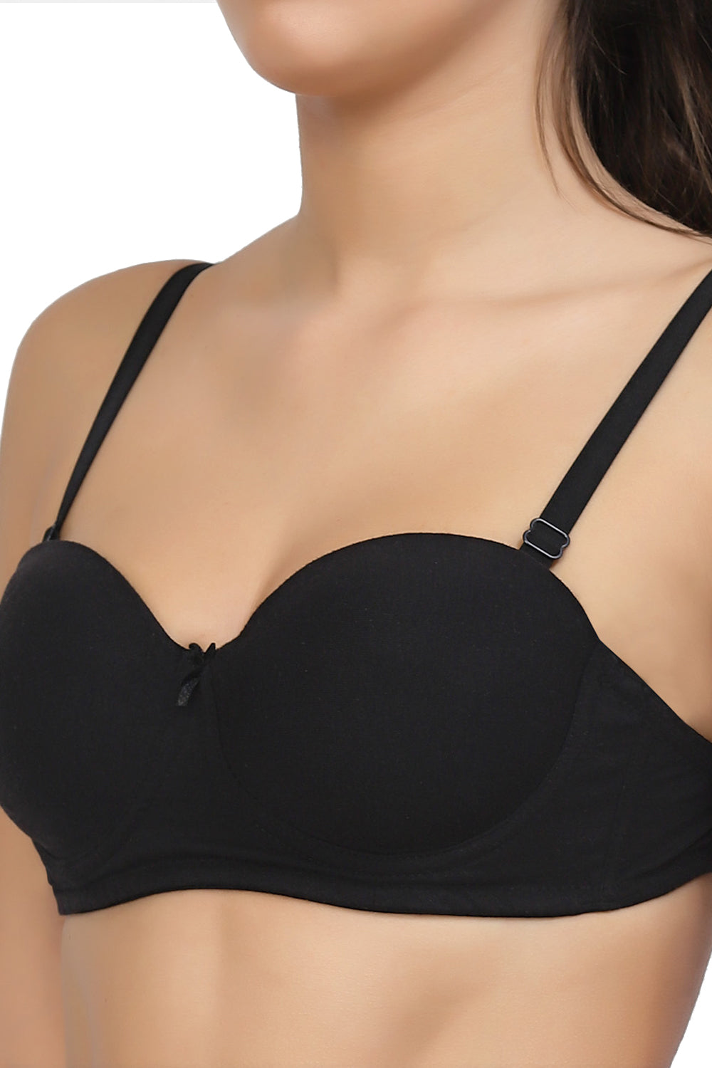 Organic Cotton  Antimicrobial Padded Strapless and Backless Bra-ISB120-Black