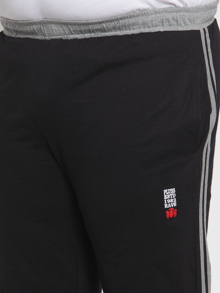 Plus Size   Black Solid Track Pants