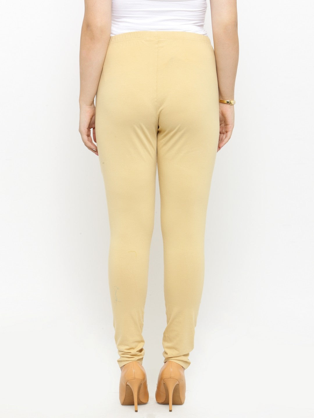 Plus Size Beige Churidar Leggings
