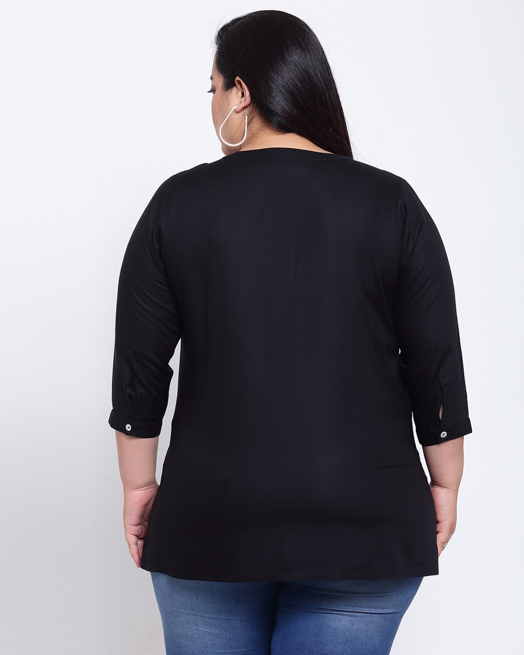 Plus Size Black Shirt Style Top