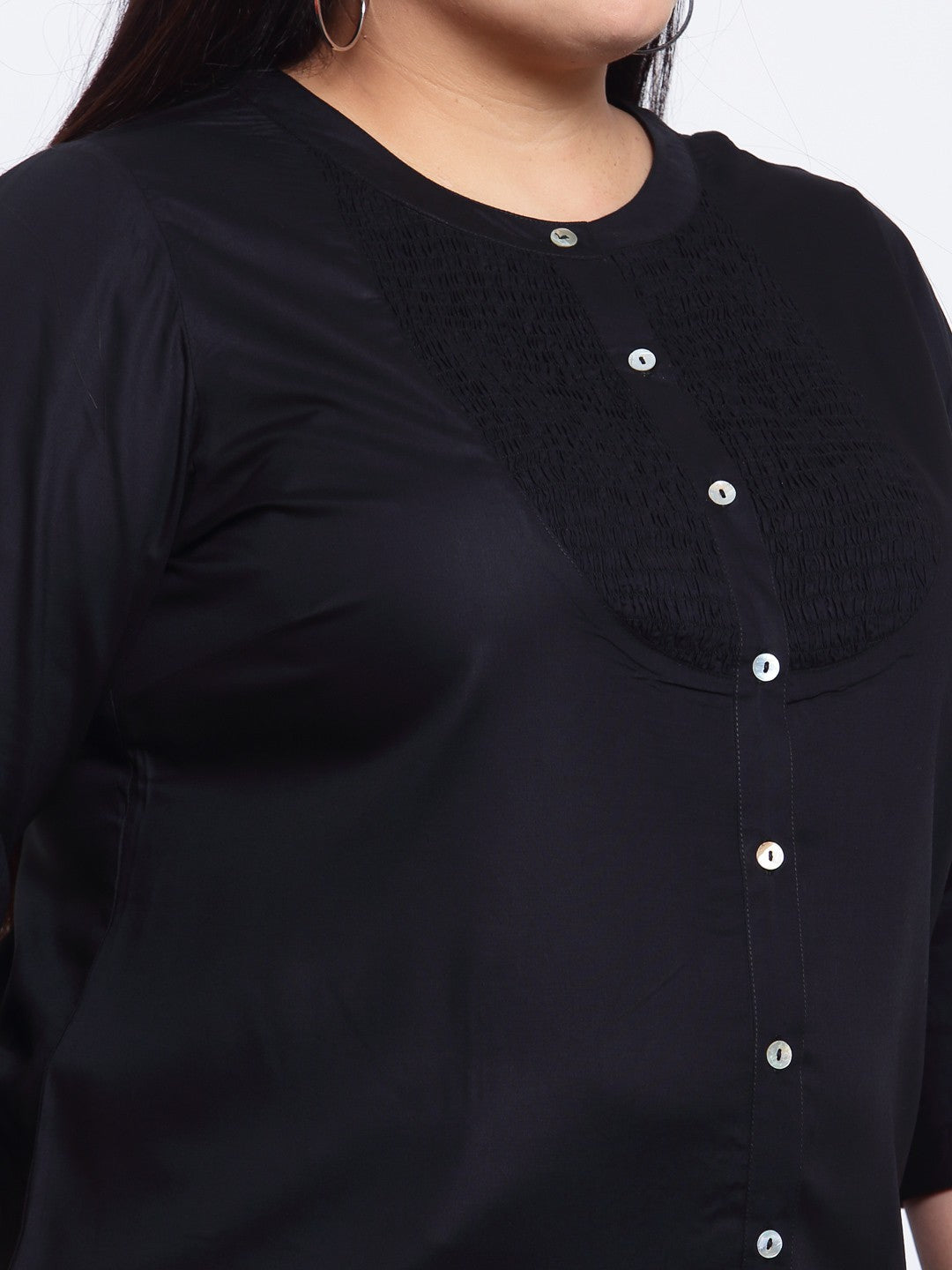 Plus Size Black Shirt Style Top