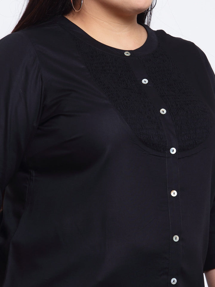 Plus Size Black Shirt Style Top