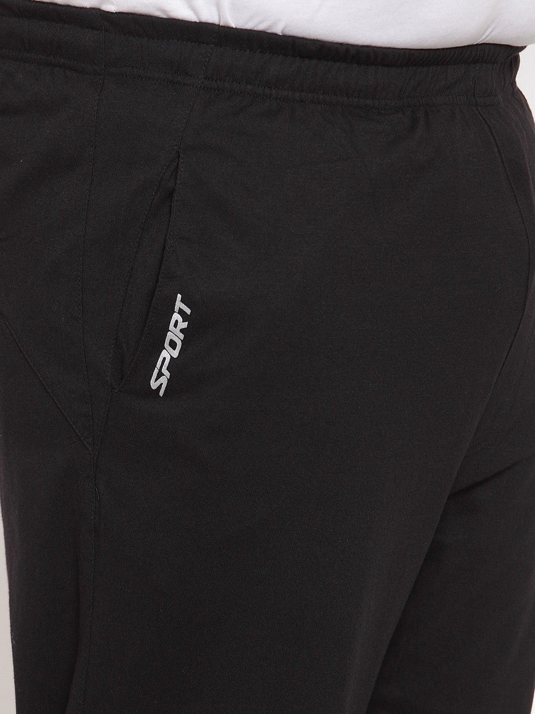 Plus Size Men Black Solid Track Pants