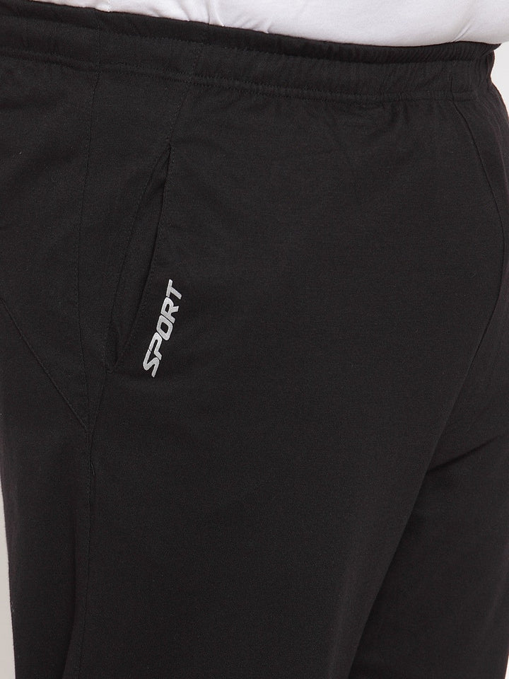 Plus Size Men Black Solid Track Pants