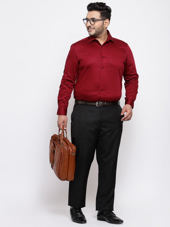 Plus Size Men  Maroon Regular Fit Solid Formal Shirt