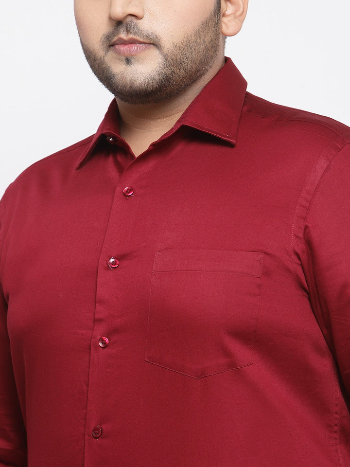 Plus Size Men  Maroon Regular Fit Solid Formal Shirt