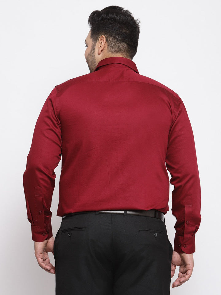 Plus Size Men  Maroon Regular Fit Solid Formal Shirt