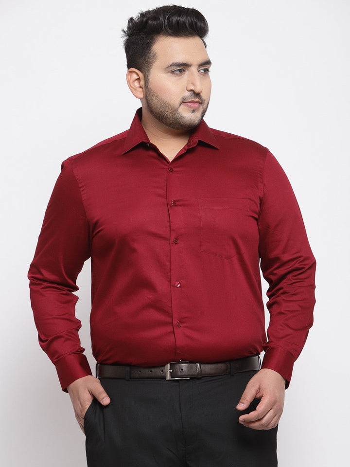 Plus Size Men  Maroon Regular Fit Solid Formal Shirt