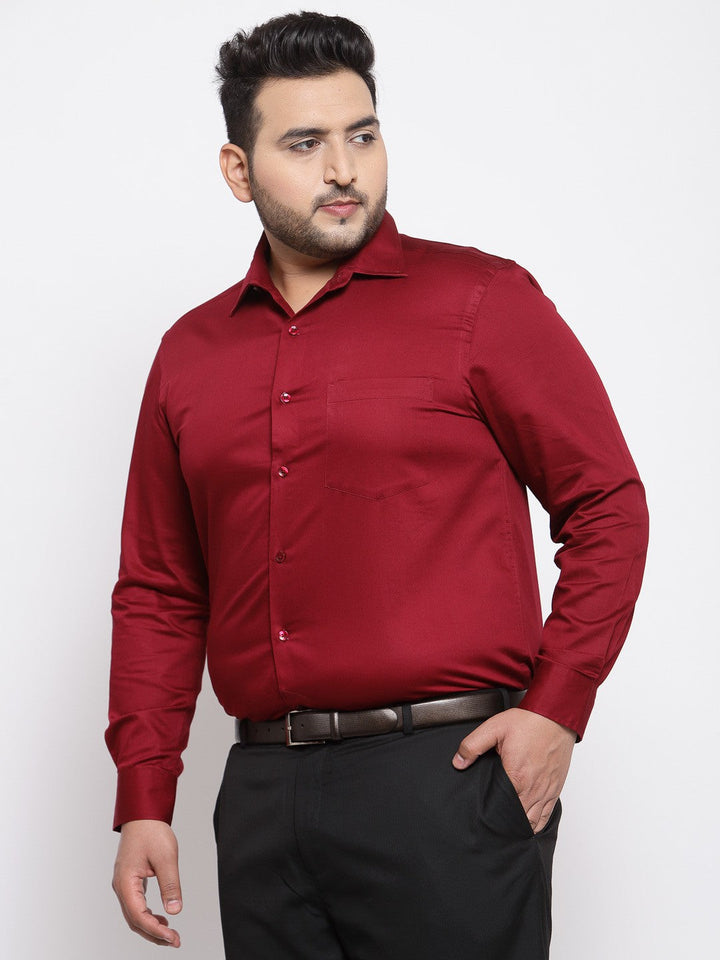 Plus Size Men  Maroon Regular Fit Solid Formal Shirt