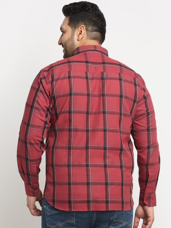 Plus Size Men Windowpane Checked Casual Shirt