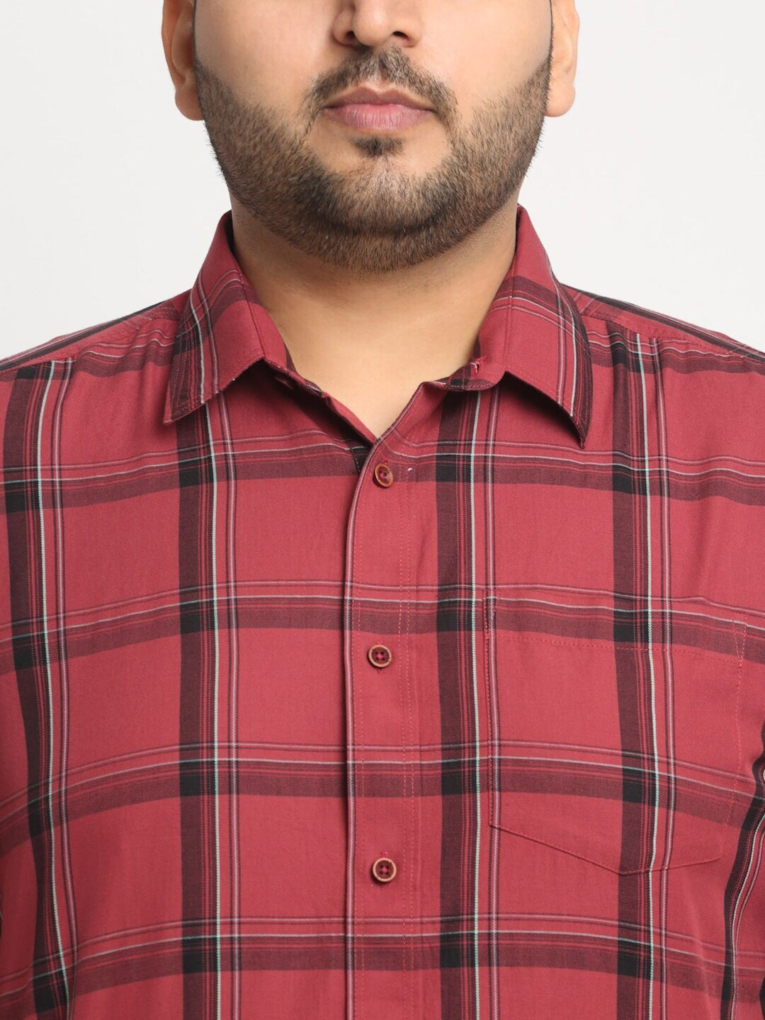 Plus Size Men Windowpane Checked Casual Shirt