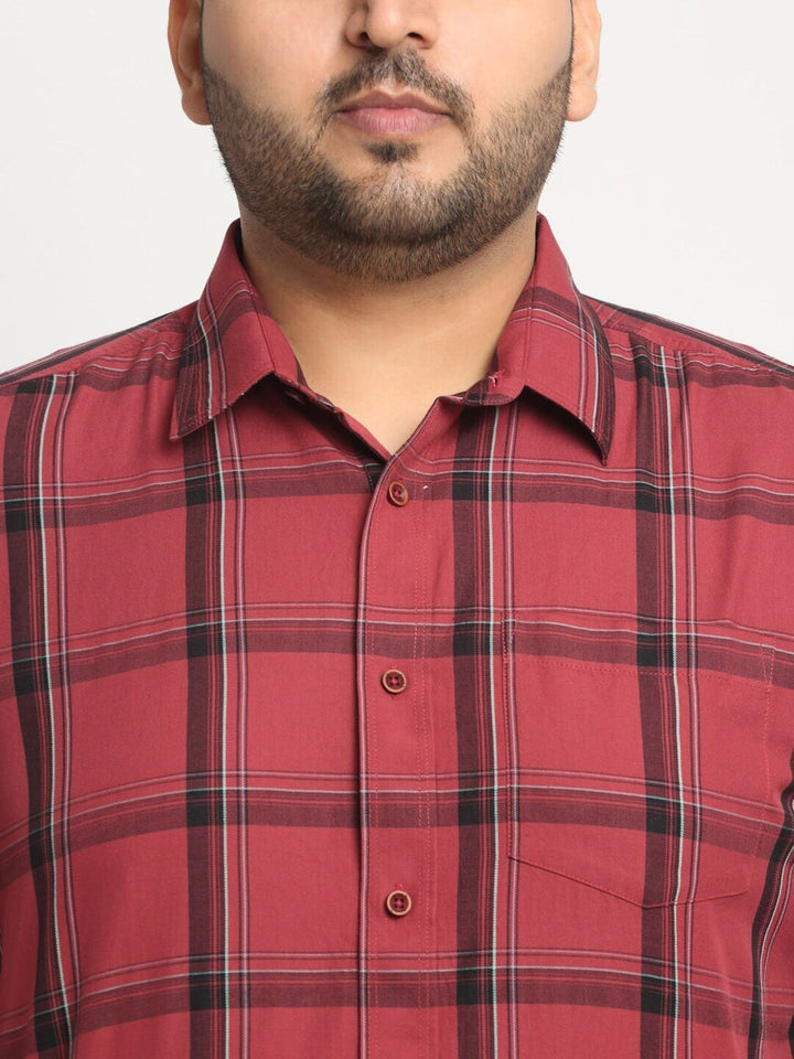 Plus Size Men Windowpane Checked Casual Shirt