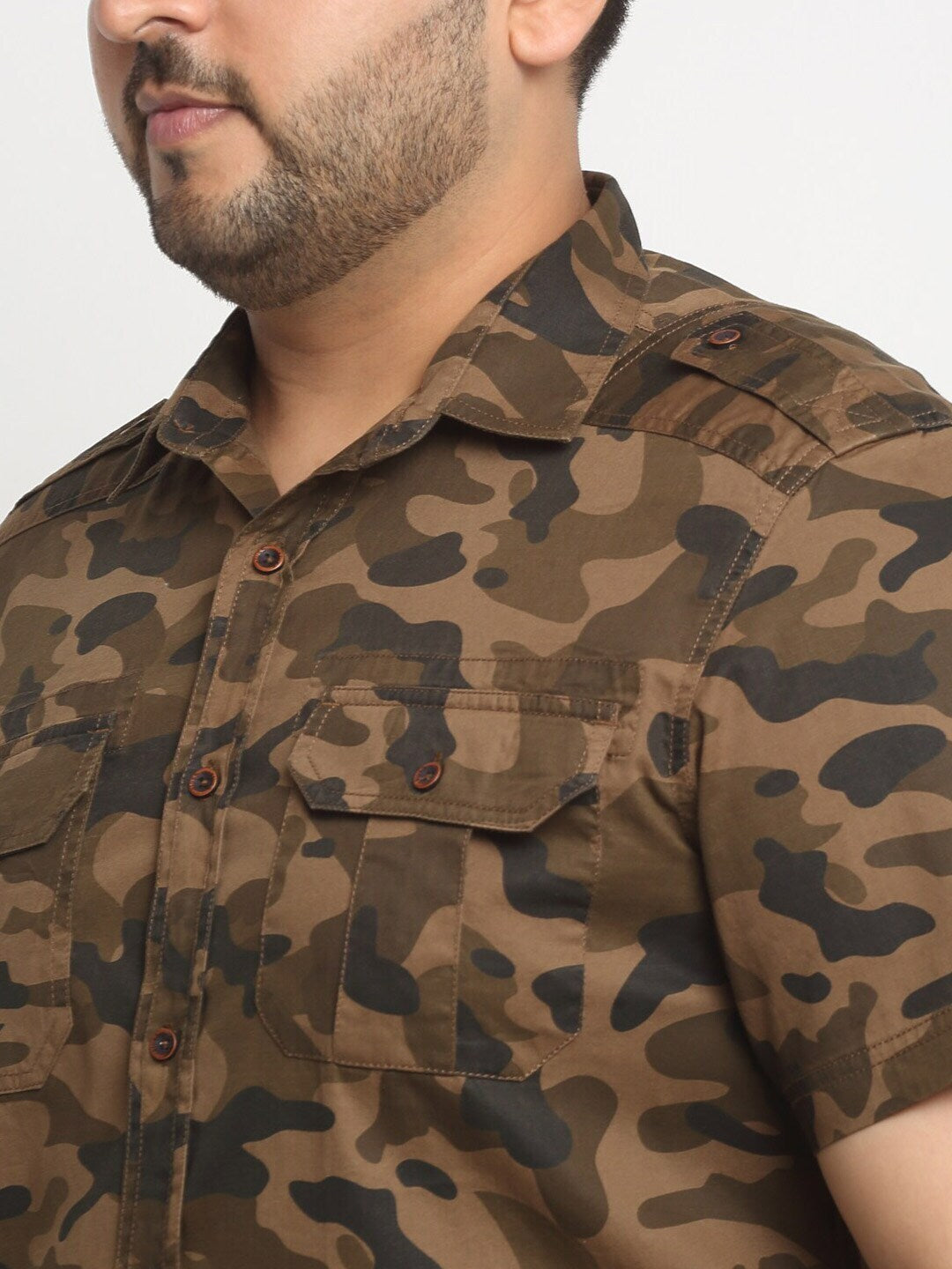 Plus Size Men Cargo Casual Shirt
