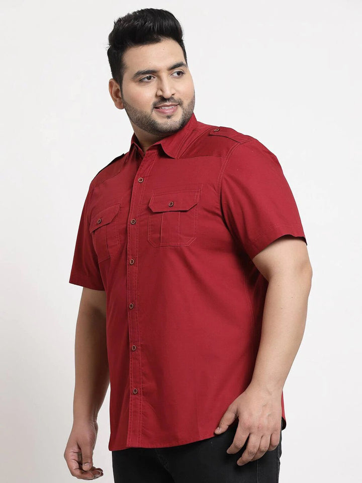 Plus Size Men Cargo Casual Shirt