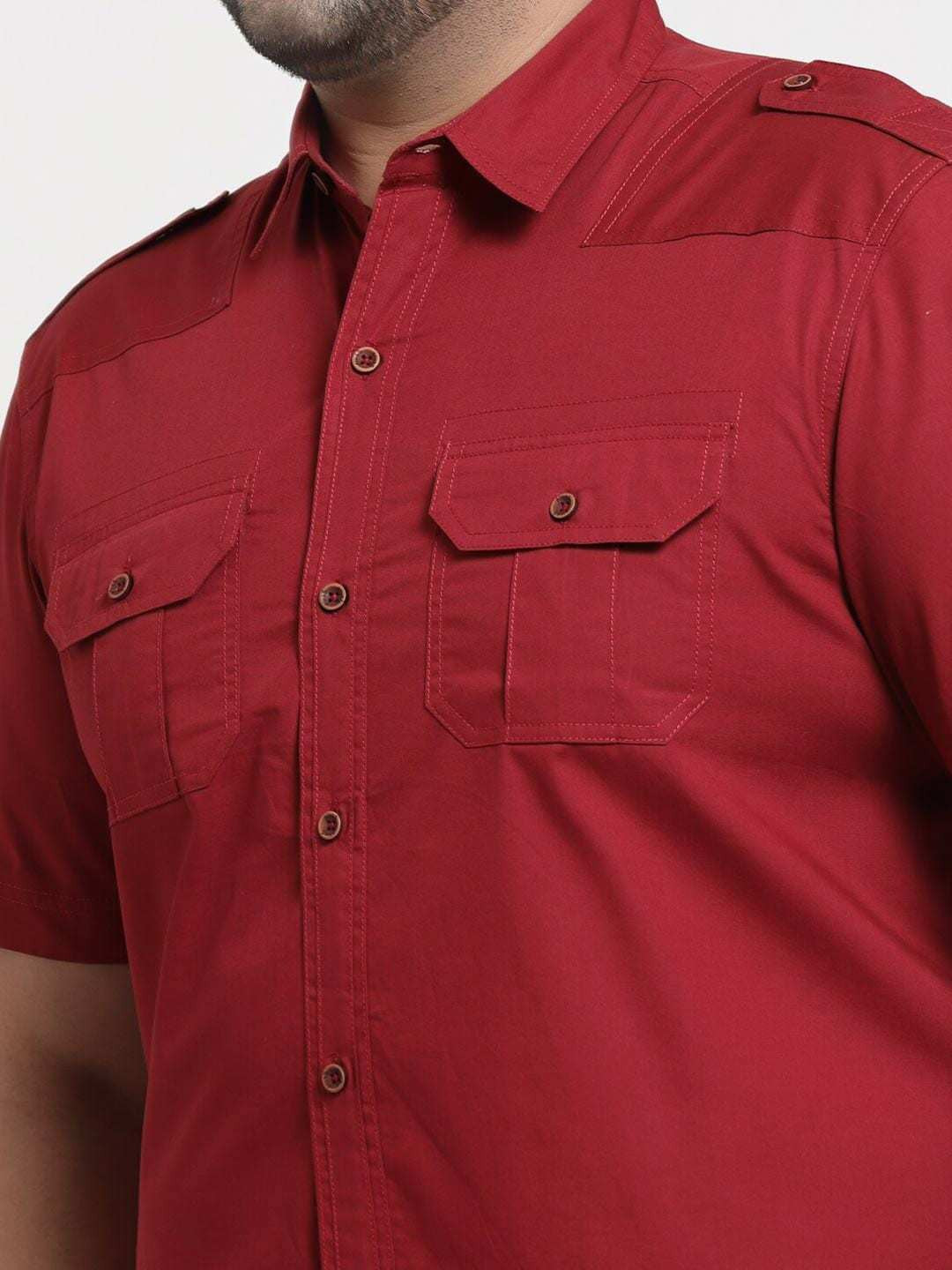 Plus Size Men Cargo Casual Shirt