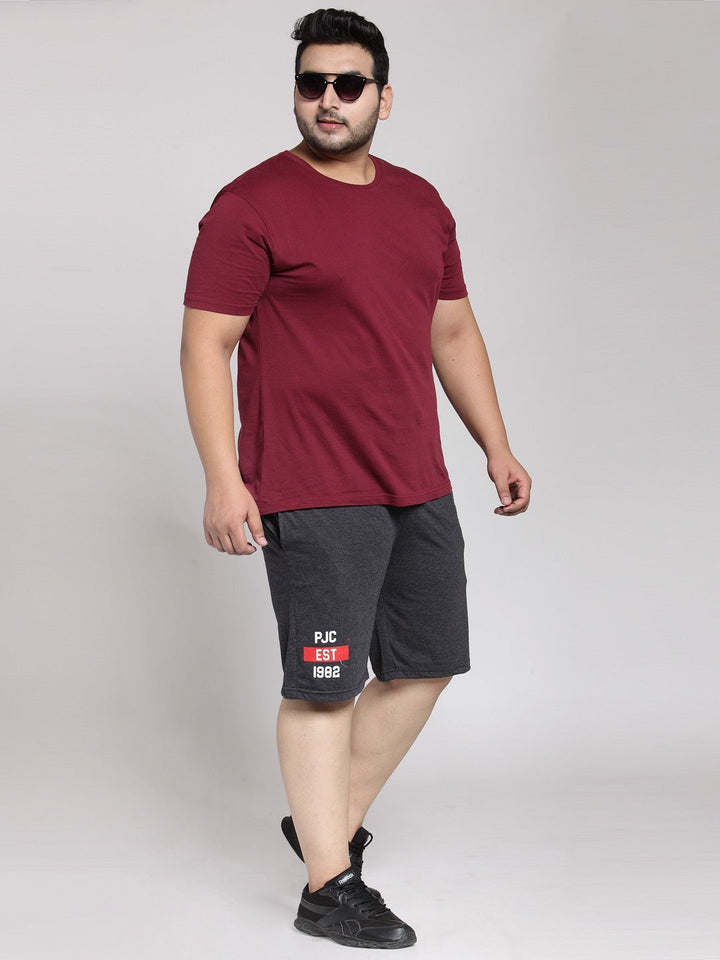 Plus Size Men  Grey Solid Sports Shorts