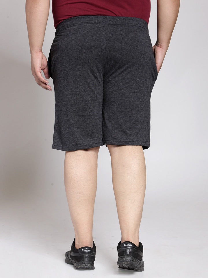 Plus Size Men  Grey Solid Sports Shorts