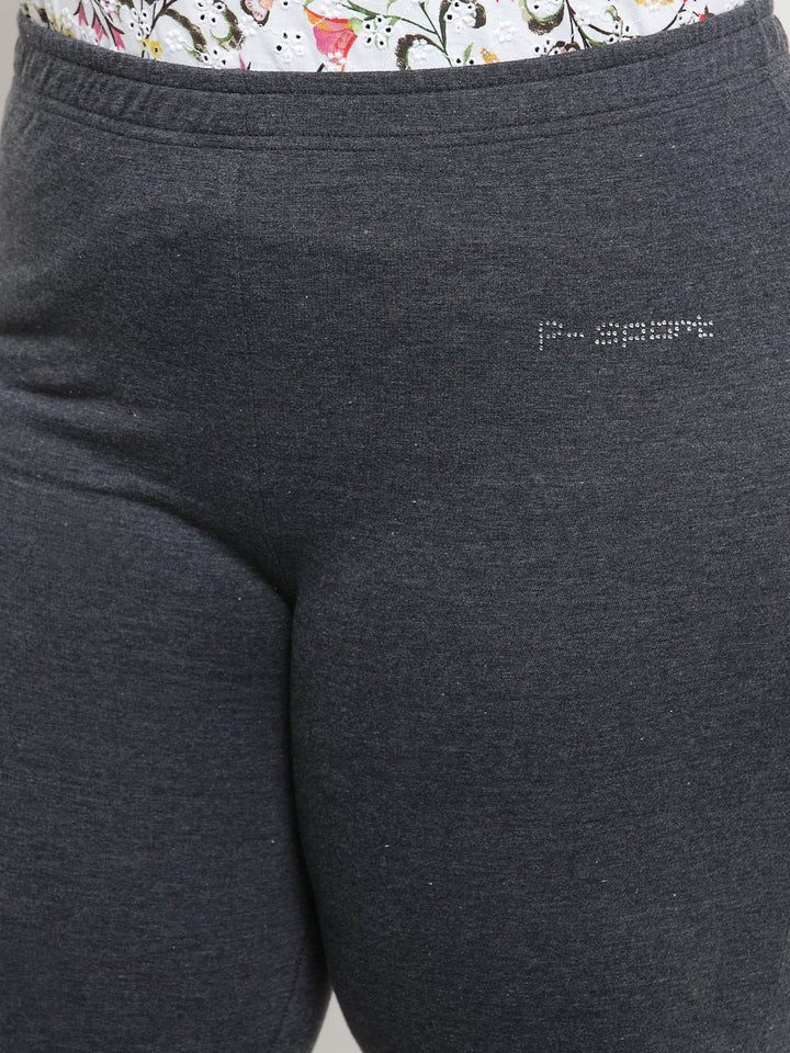 Plus Size Women Grey Straight-Fit Trackpant