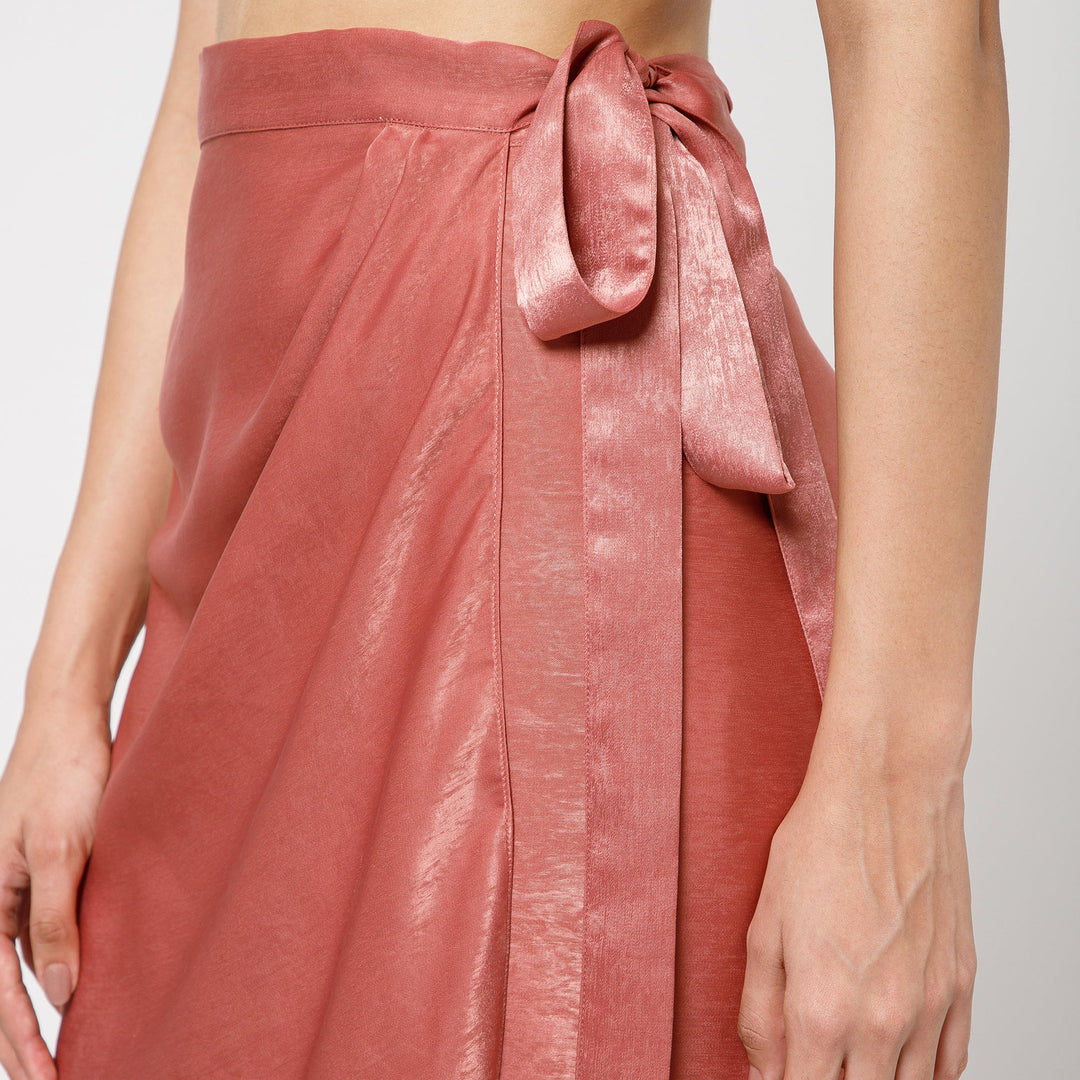 Peach Satin Drape Skirt