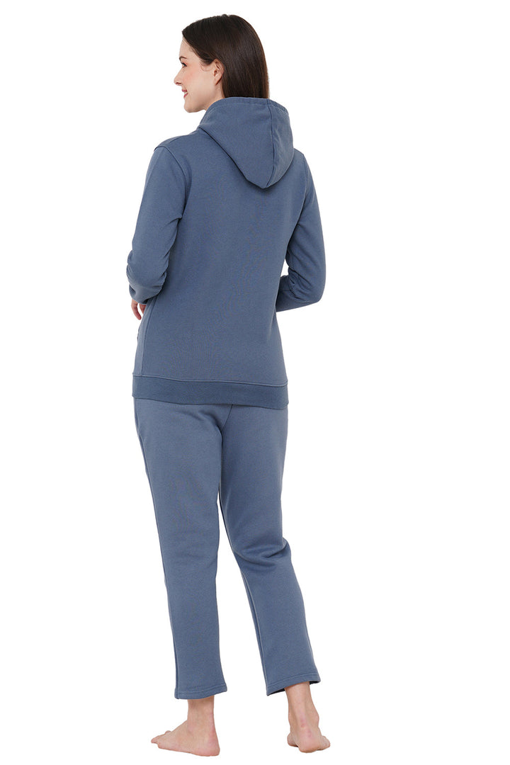Organic Cotton Hoodie and pajama set-ISL038_40-Greyish Blue-