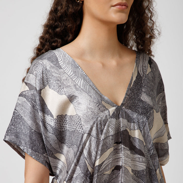 Black Printed Kaftan Top