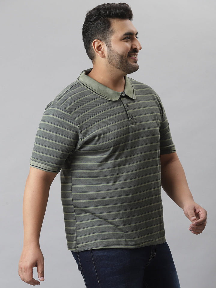 MEN STYLISH STRIPED HALF SLEEVE CASUAL T-SHIRT