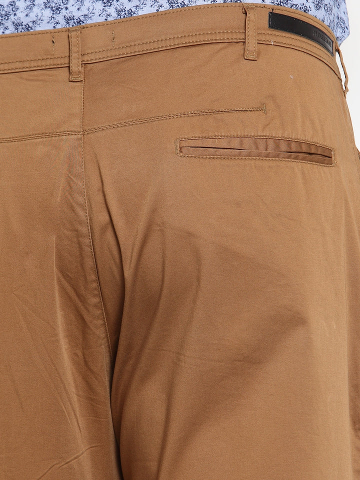 Plus Size Khaki Men's cotton Trouser with back cut pocket
