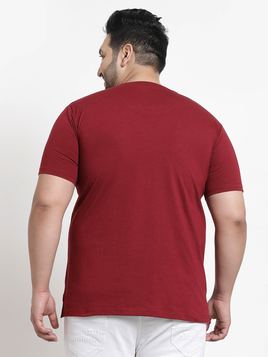 Plus Size Men  Maroon  White Printed Pure Cotton T-shirt