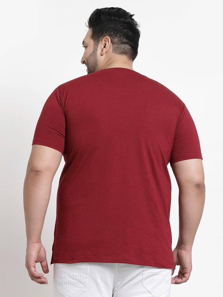Plus Size Men  Maroon  White Printed Pure Cotton T-shirt
