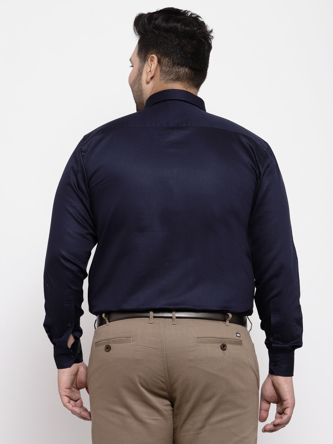 Plus Size Men  Navy Blue Regular Fit Solid Formal Shirt
