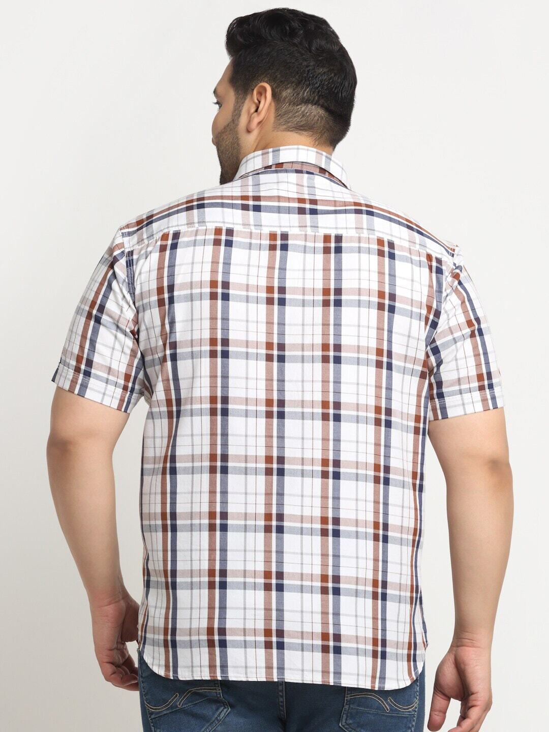 Plus Size  Tartan Checks Cotton Casual Shirt