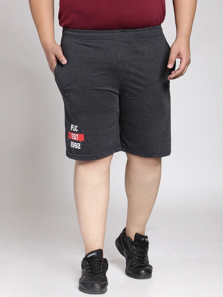 Plus Size Men  Grey Solid Sports Shorts