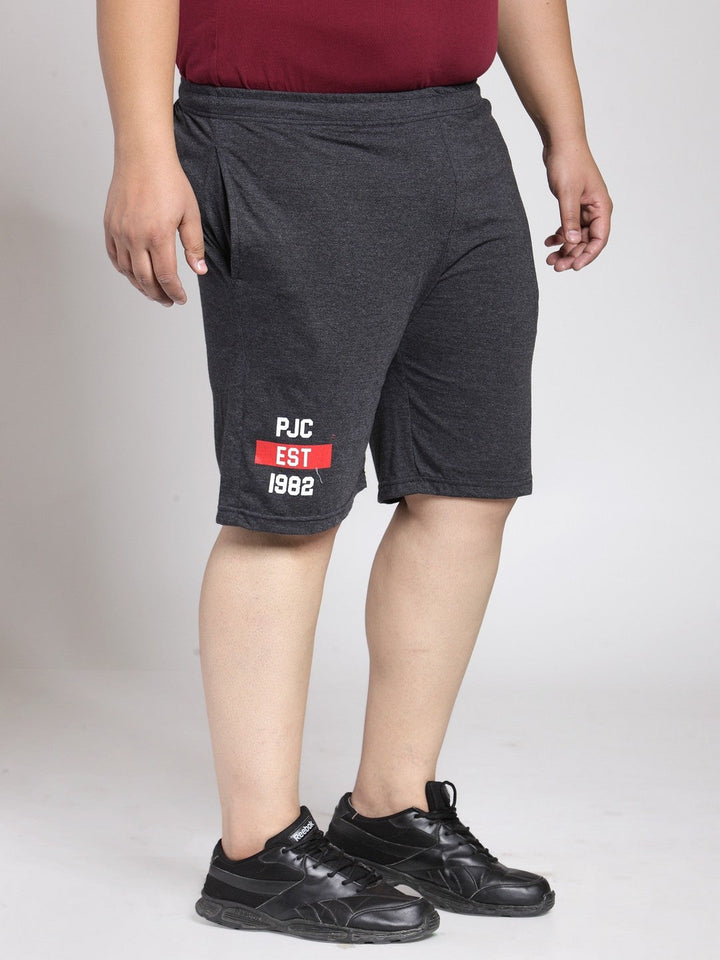 Plus Size Men  Grey Solid Sports Shorts