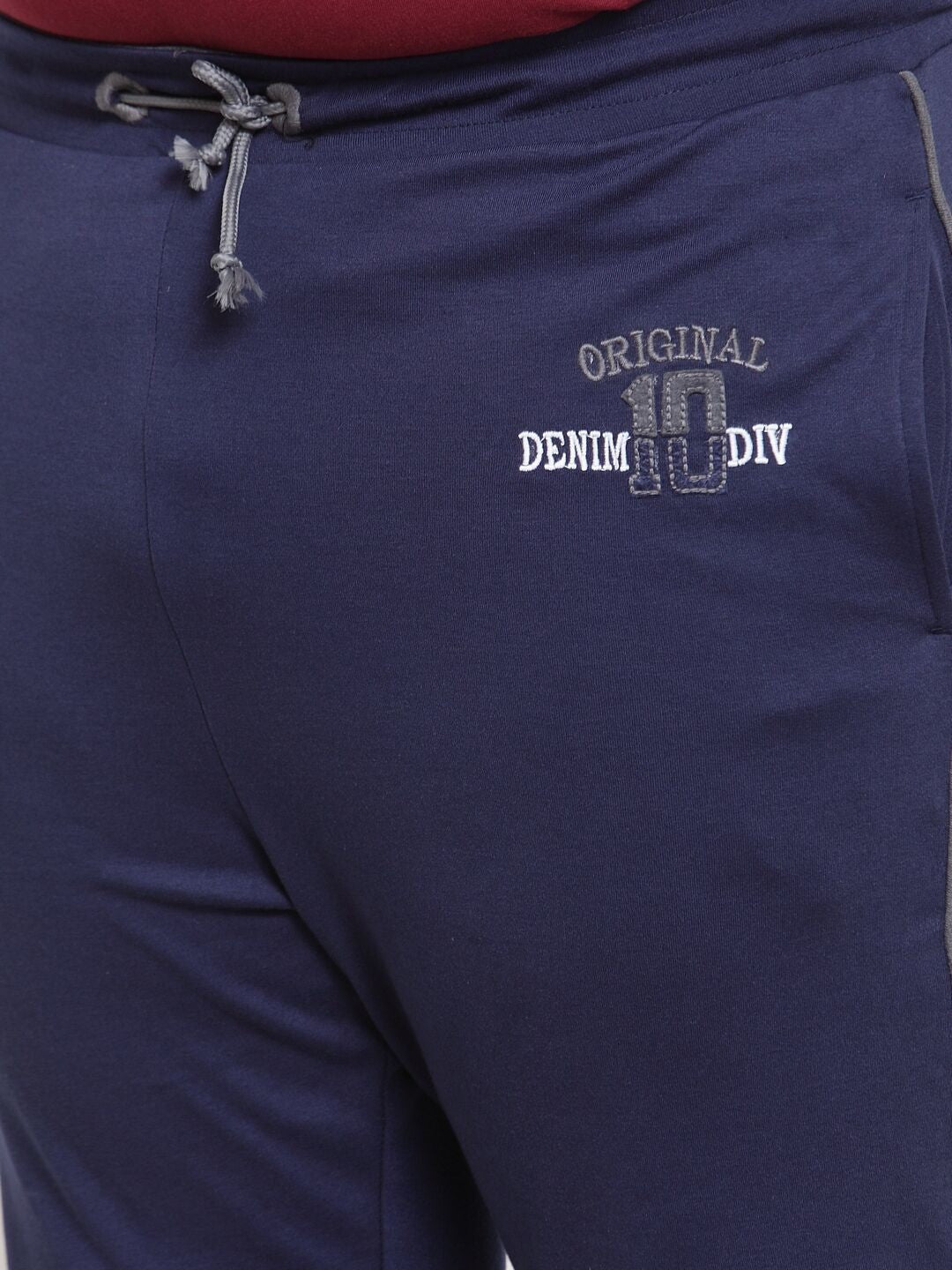 Plus Size Men Navy Blue Solid Straight-Fit Trackpants