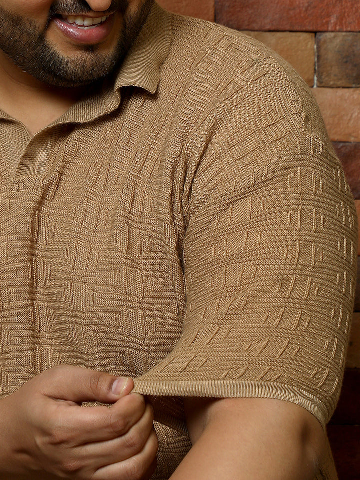Swirl-Textured Polo T-Shirt