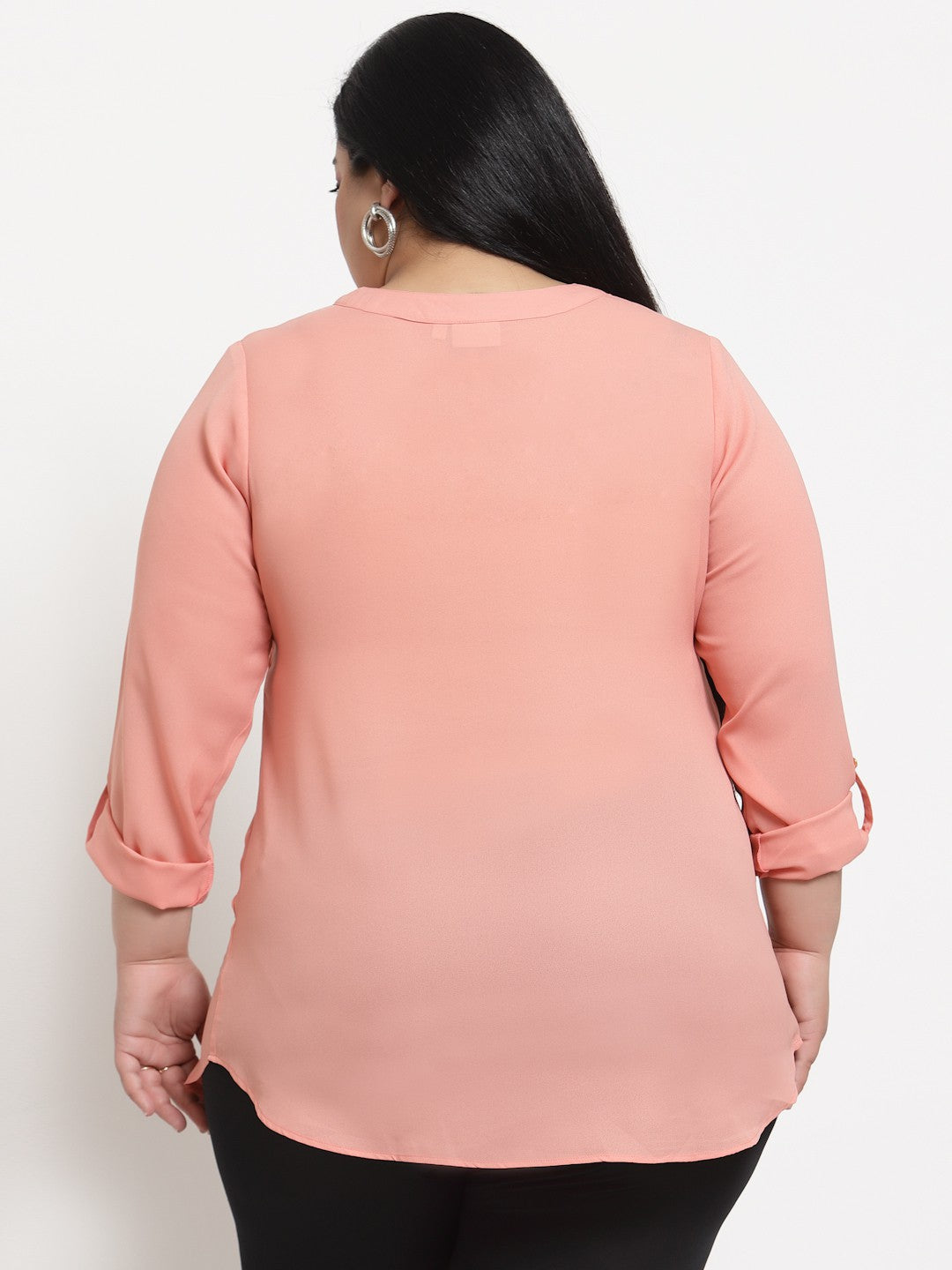 Plus Size Women  Peach Solid Top